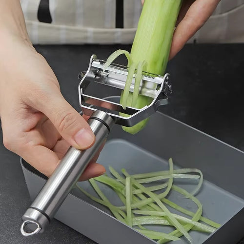 2 in 1 Julienne Vegetable Peeler – Stainless Steel Kitchen Peeler for Carrot, Cucumber, Potato & Zucchini Noodles